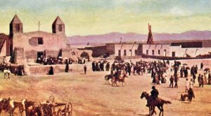 c.1910 Postcard Church at Isleta Pueblo New Mexico Religious Tribal 300yr old