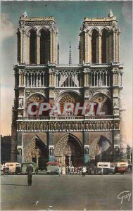 Modern Postcard Paris Facade of Notre Dame Cathedral