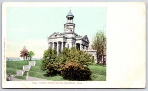 County Courthouse Vicksburg Mississippi MS Front Stairway To Entrance Postcard