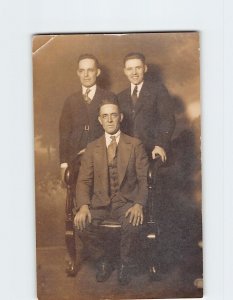 Postcard Three Men Vintage Picture