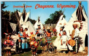 CHEYENNE, WY ~ Frontier Days Rodeo INDIAN PAGEANTRY Native American ~ Postcard*