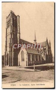 Old Postcard Ypres The Cathedral Church of Saint Maritn