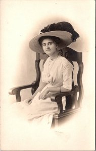 RPPC Fashionable Lady with Big Hat, Cleveland OH Vintage Postcard U75