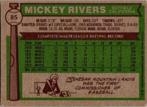 1976 Topps Baseball Card Mickey Rivers California Angels sk13412