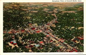 Iowa Council Bluffs Aeroplane View Curteich