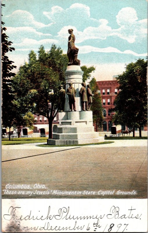 Sculptural Group, Cornelia, These Are My Jewels Columbus OH Vintage Postcard L41