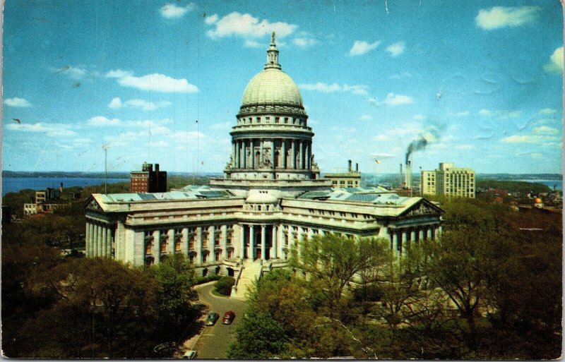 Wisconsin State Capitol Madison WI Dome Postcard UNP WOB Child Note VTG 