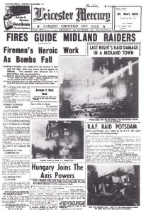 Leicester Firemen Fires in WW2 Rare Newspaper Cover