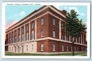 Windsor Ontario Canada Postcard Masonic Temple c1930's Vintage Unposted