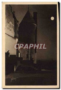 Postcard Old La Douce France Chateaux of the Loire Loches Moonlight on the Ki...