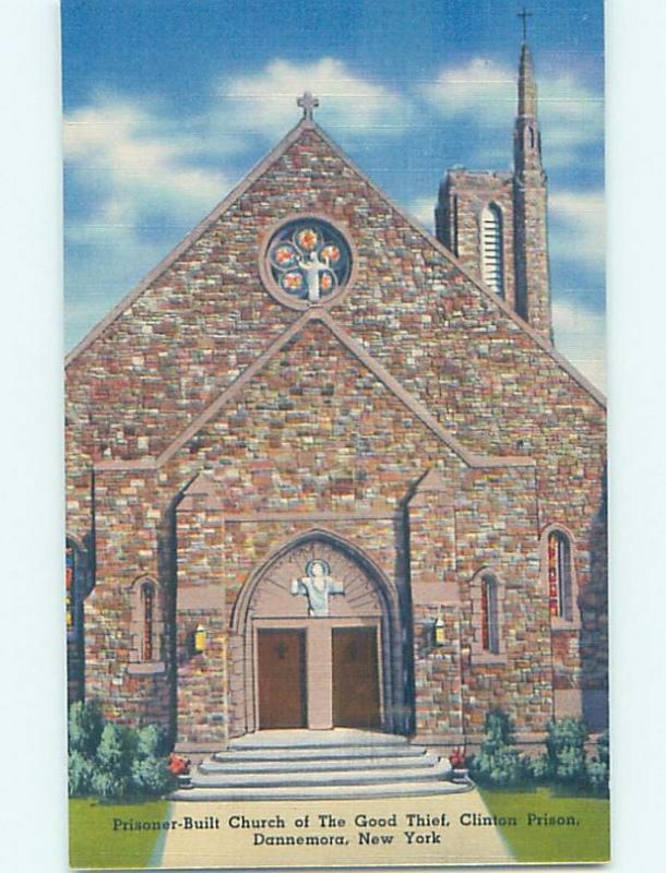 Unused Linen CHURCH SCENE Dannemora - Near Plattsburgh New York NY G3660