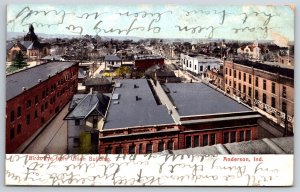 Anderson Indiana~Birds Eye View Of City From Union Bldg~PM 1908~Vintage Postcard