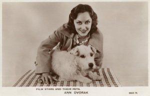 Anne Dvorak Hollywood Actress Film Stars & Their Pets Postcard