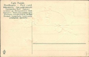 Easter Fantasy Gnomes Elves Make Home Giant Egg c1910 Embossed Postcard