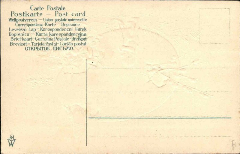 Easter Fantasy Gnomes Elves Make Home Giant Egg c1910 Embossed Postcard