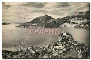 CARTE Postale Old Panorama of Lake Annecy at the bottom Duingt