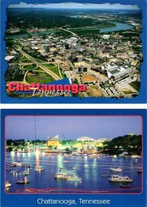 2~4X6 Postcards Chattanooga, TN Tennessee AERIAL VIEW & RIVERBEND FESTIVAL~Boats