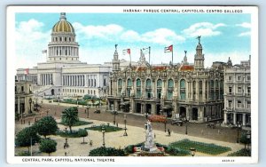 HABANA Havana Central Park Capitol National Theatre CUBA Postcard