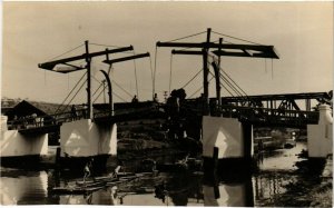 PC CPA hanging bridge real photo postcard INDONESIA (a16637)