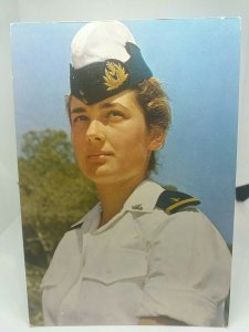 Young Woman Officer in the Israeli Navy 1970s Vintage Postcard Israel