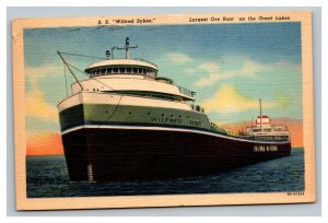 Vintage 1931 Advertising Postcard SS Wilfred Sykes Ore Boat on the Great Lakes