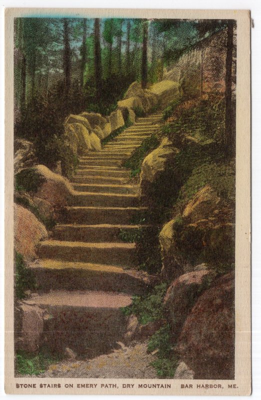 Bar Harbor, Me., Stone Stairs On Emery Path, Dry Mountain