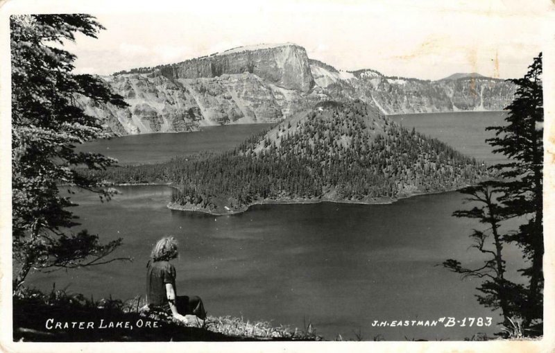 RPPC CRATER LAKE Oregon Eastman #B-1783 Photo c1940s Vintage Postcard