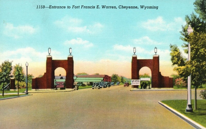 Vintage Postcard Entrance To Fort Francis E. Warren Barracks Cheyenne Wyoming WY