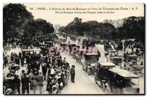 Old Postcard Paris L & # 39Avenue Du Bois De Boulongne And I & # 39Arc De Tri...