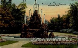 Fountain In Forest Home Cemetery - MIlwaukee, Wisconsin WI Postcard