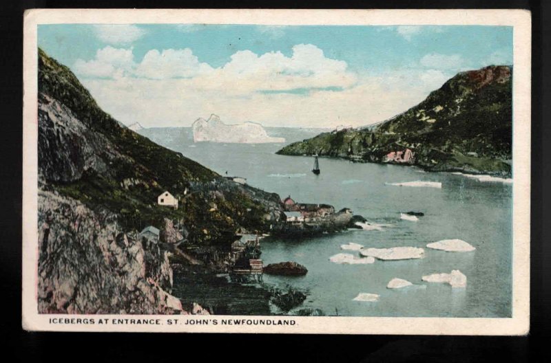 Newfoundland Postcard - Icebergs At Entrance To St. John's Harbour Unused