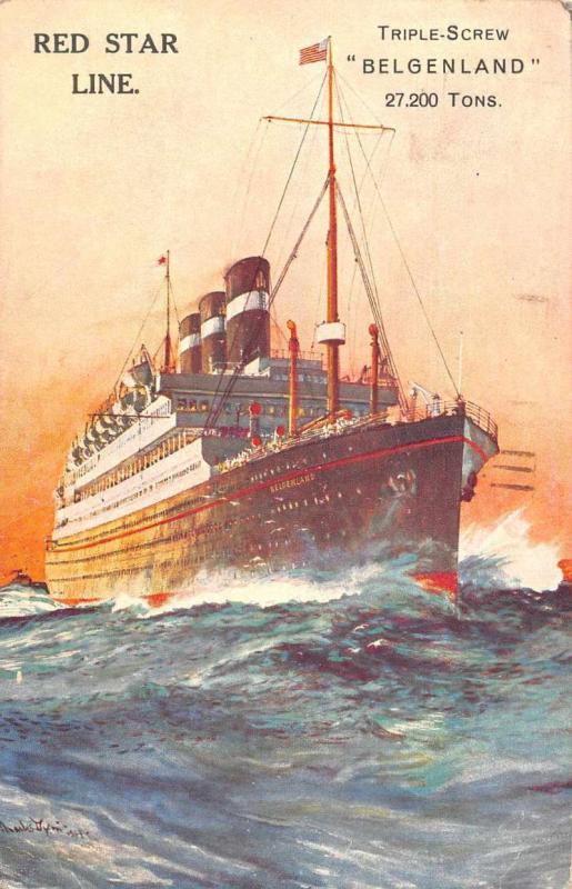 Red Star Line Belgenland Steamship Vintage Postcard JA454584