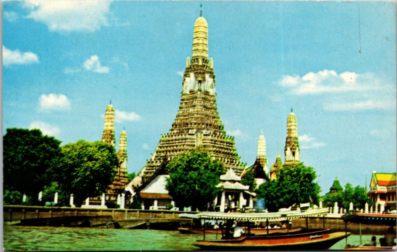 Vtg 1960s Dhonburi Thailand Wat Arun Ratchawararam Temple of Dawn Postcard