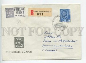 444948 Switzerland 1964 year car mail special cancellations COVER registered