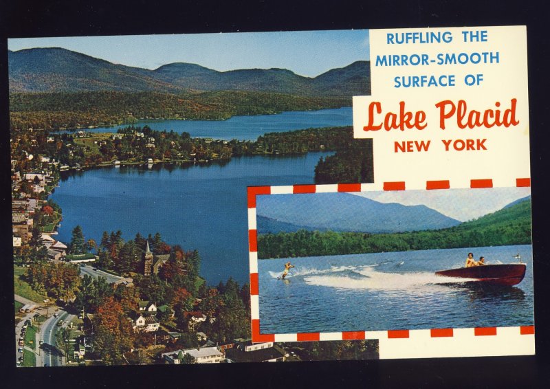 Lake Placid, New York/NY Postcard, Mirror Lake At Foot Of Whiteface Mountain