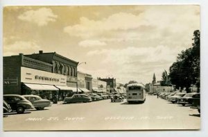 Osceola IA Street Vue Bus Cars RPPC Postcard