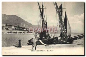 Old Postcard Fishing boat Monaco harbor