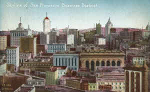 Vintage Postcard 1923 Skyline Business District San Francisco California CA PNC