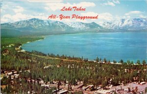 Lake Tahoe CA California NV Nevada US Highway 50 Birdseye Unused Postcard H48