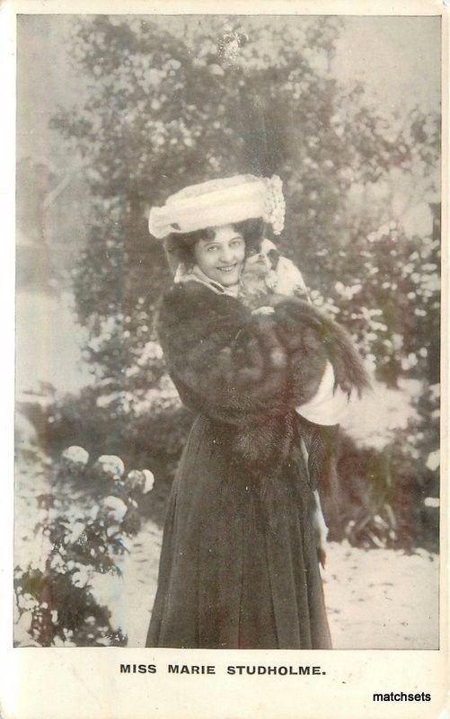 C-1910 Stage Actress Miss Marie Studholme Fur Coat RPPC real photo postcard 3516