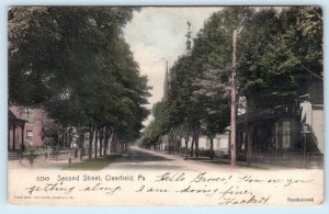 CLEARFIELD, Pennsylvania PA ~ Handcolored SECOND STREET Scene 1906 Postcard