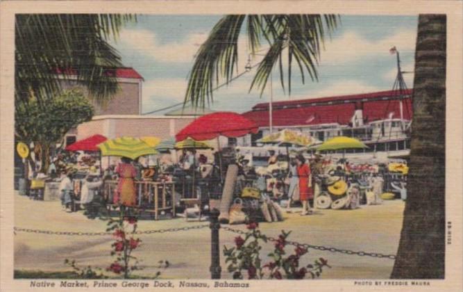 Bahamas Nassau Native Market Prince George Dock 1952 Curteich