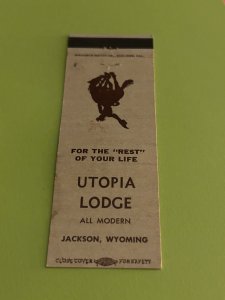 Vintage Matchbook Cover Utopia Lodge Jackson, Wyoming MB186