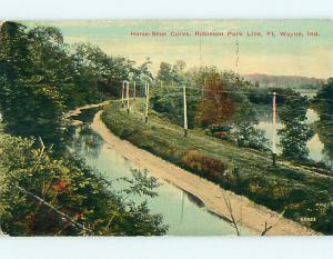 Bent - Divided-Back HORSE SHOE CURVE & PARK SCENE Ft. Fort Wayne IN r7752