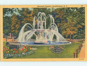 Unused Linen MEMORIAL FOUNTAIN Poughkeepsie New York NY Q9122