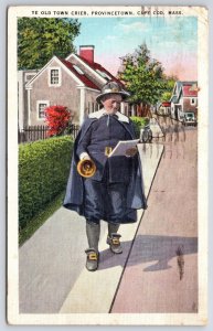 Ye Old Town Crier Provincetown Cape Cod Massachusetts Colonial Posted Postcard 