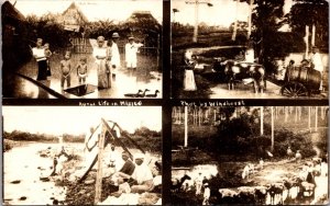 Real Photo Postcard Four Scenes of Rural Life in Mexico