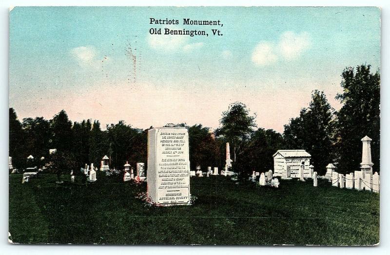 Postcard VT Bennington Patriots Monument  