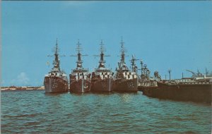 Four destroyers Noa Navy US Naval Station Mayport Florida postcard E454 