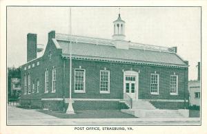 c1910 Postcard; Post Office, Strasburg VA Shenandoah County, Green Ink, unposted